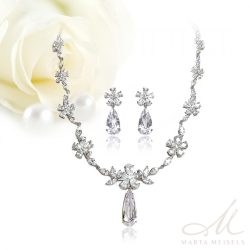  Virágdíszes luxus menyasszonyi szett cirkónia kristályokkal díszítve MES-FB-B0151